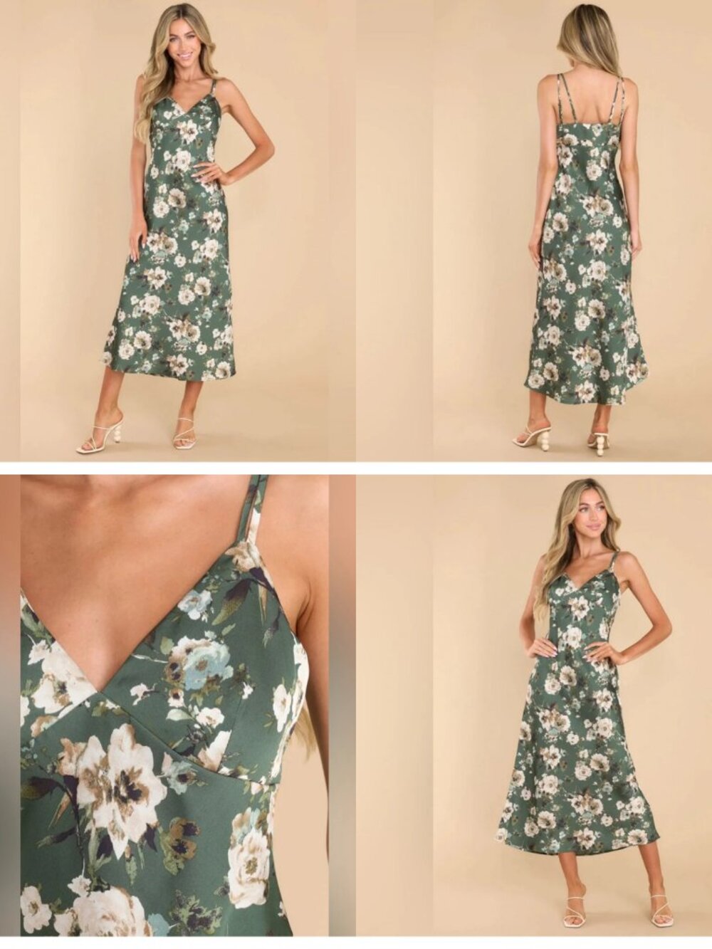 Blu Pepper Green Floral Midi Dress NWT Size L